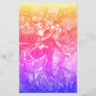 Papeterie Bleu de jaune de rose de danseurs de mascarade de