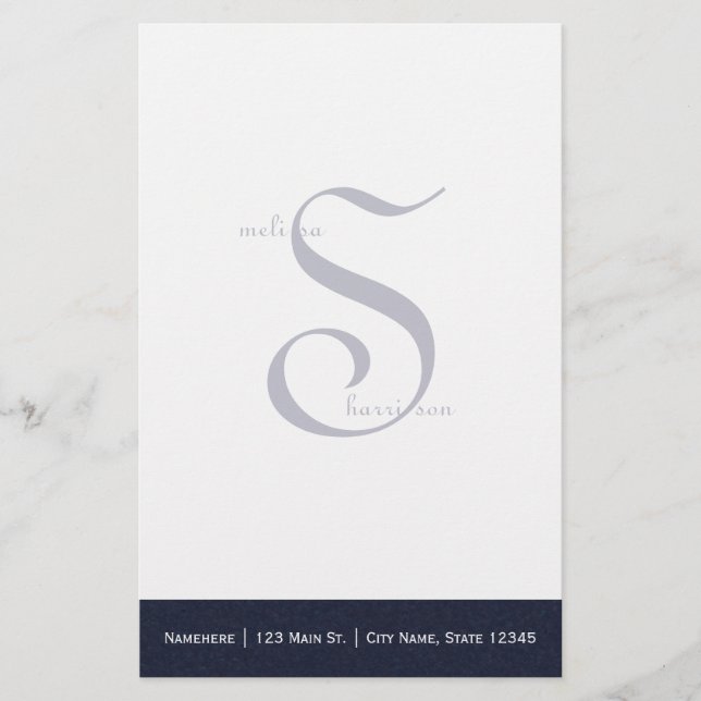 Papeterie bleu-foncé personnalisée (Devant)