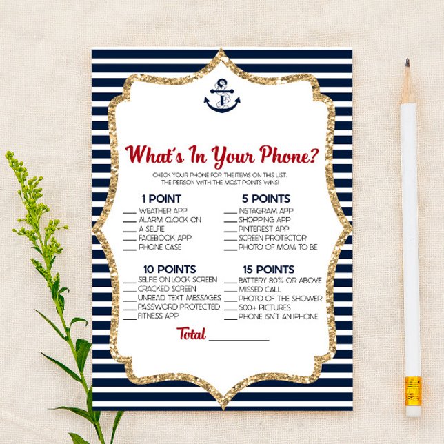 Papeterie Bleu Marine Nautique Dans Votre Téléphone Baby sho (Créateur téléchargé)