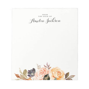 Papeterie Bloc-Notes Personnalisé Aquarelle Floral