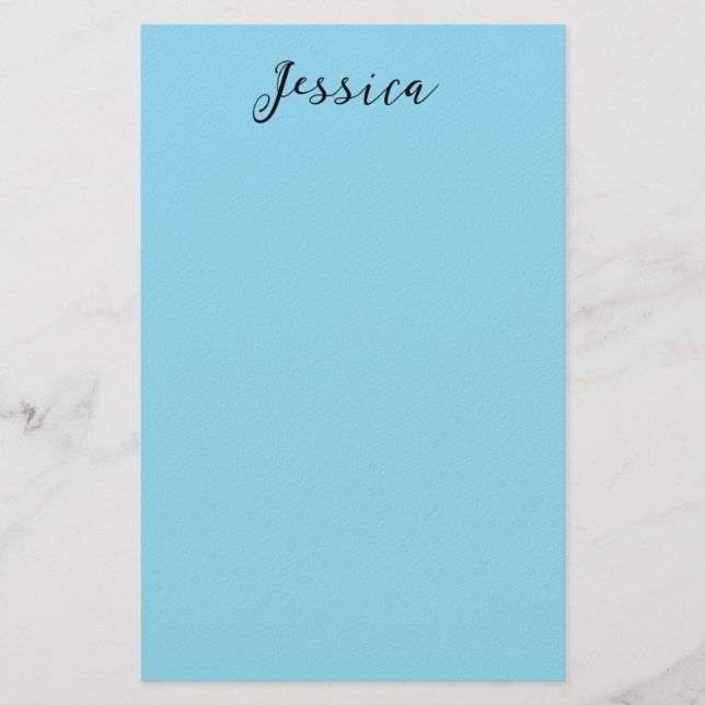 Papeterie Blue Modern Elegant Plain Simple Professional Name (Devant)