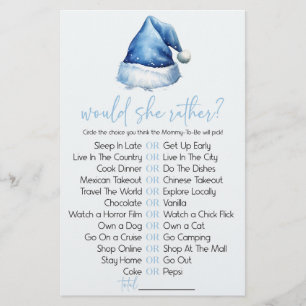 Papeterie Blue Santa Hat Voudrait Elle Plutôt Baby shower Je