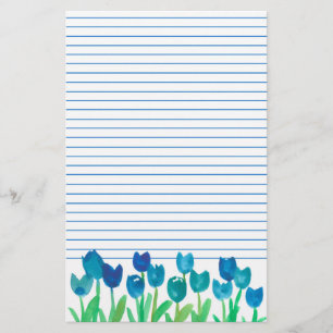 Papeterie Blue Tulip Garden Aquarelle Fleurs Liner