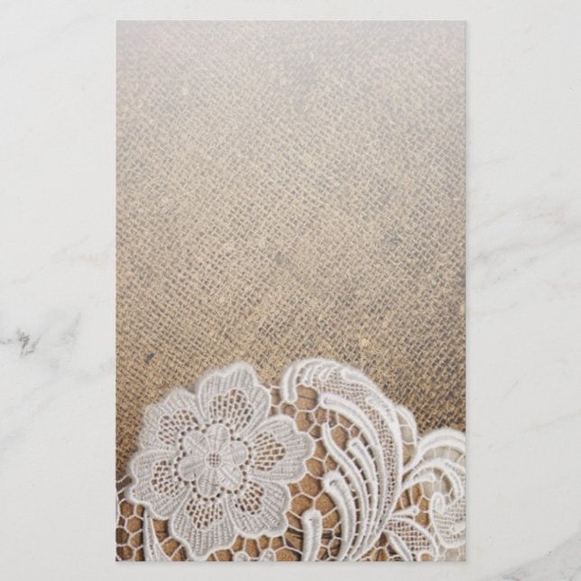 Papeterie bohème rustique pays occidental burlap et dentelle (Devant)