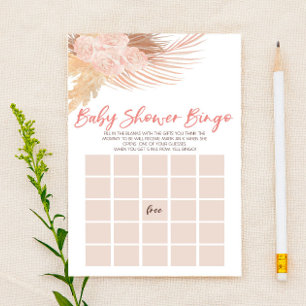 Papeterie Boho Rose Floral Fleurs Bingo Baby shower Jeu