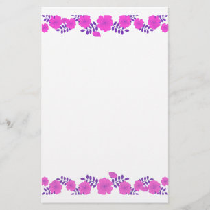 Papeterie Bordure de la ligne de fleurs rose rose pâle