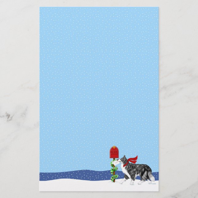 Papeterie Bordure de Noël Collie Mail (Devant)