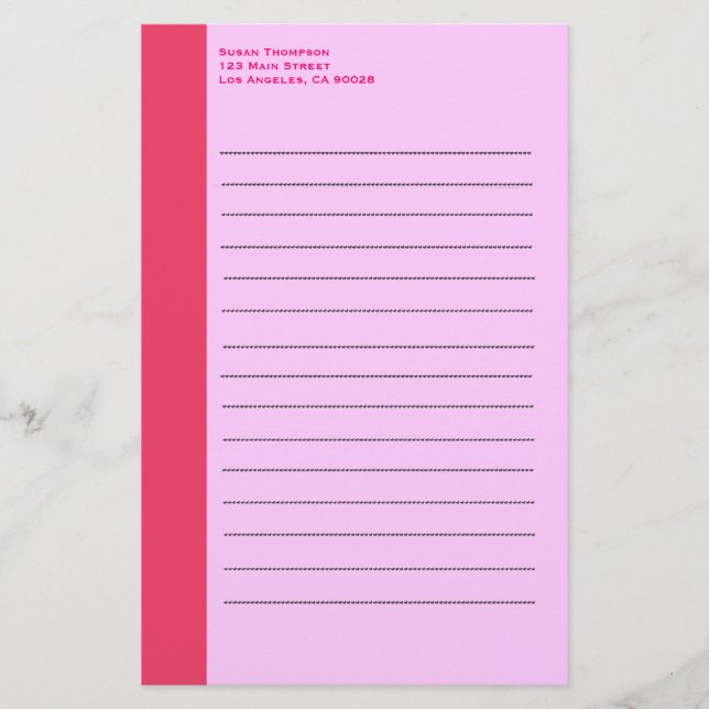 Papeterie Bordure rose simple (Devant)