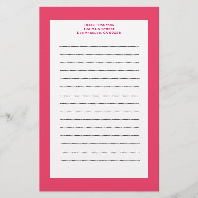 Papeterie Bordure rose simple (Devant)