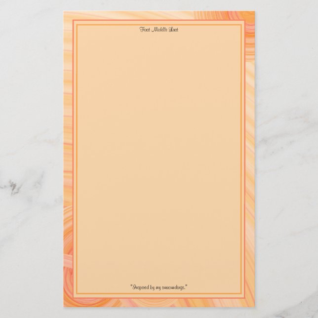 Papeterie Bordures de ligne rose et orange personnalisées (Devant)