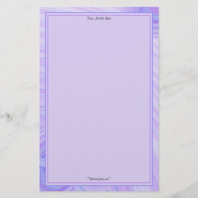 Papeterie Bordures violet et ligne bleue Personnalisées (Devant)