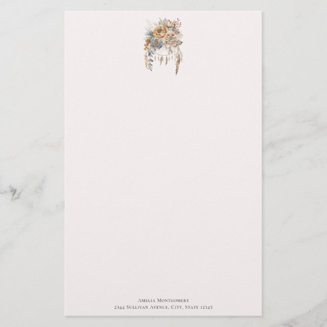 Papeterie Bouquet de fleurs Boho et Dreamcatcher (Devant)