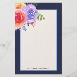 Papeterie Bouquet de fleurs Rose aquarelle