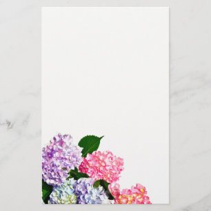 Papeterie Bouquet d'hortensia bleu rose violet élégant