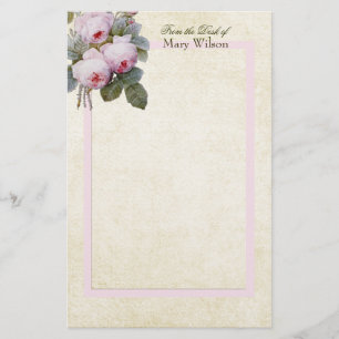 Papeterie Bouquet Rose anglais personnalisé