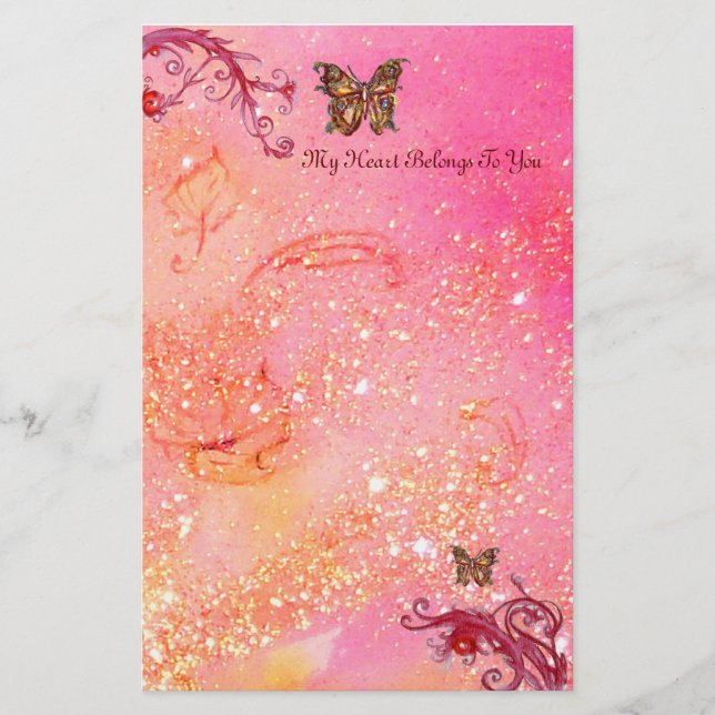 Papeterie BOUTEILLE EN ÉCLAIRAGE 2, rose rouge (Devant)