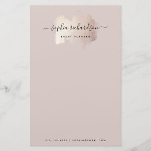 Papeterie Brouillon Chic   Faux Rose Gold sur Rose neutre