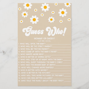 Papeterie Brown Retro Daisy Devine Qui ! Jeu baby shower
