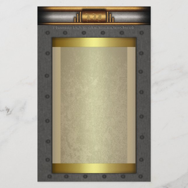 Papeterie Cadre rivet acier Steampunk en or et laiton (Devant)