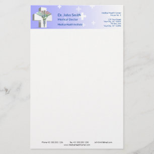 Papeterie Caducée 3D holographique Croix Blanche Médicale