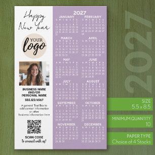 Papeterie Calendrier 2027 pour logo Office, Code QR, Photo P
