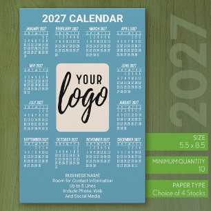 Papeterie Calendrier 2027 Vertical Logo Affaires Contact Ble