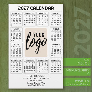 Papeterie Calendrier 2027 Vertical Logo Entreprise Contact B