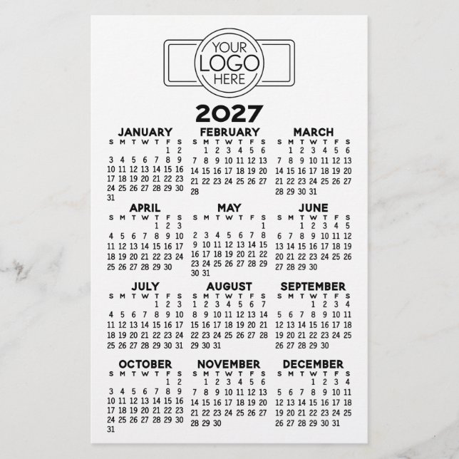 Papeterie Calendrier - Noir de base blanc minimum (Devant)