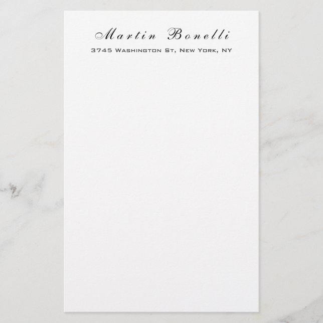 Papeterie Calligraphie de script tendance blanc noir simple (Devant)