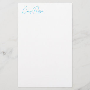Papeterie Calligraphie de votre nom en bleu blanc Unique Min