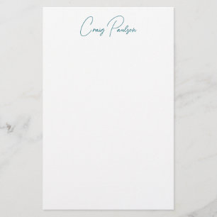Papeterie Calligraphie de votre nom en bleu et blanc, minima