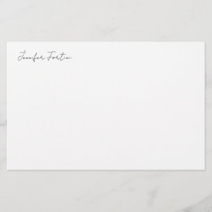 Papeterie Calligraphie Élégante Noir & Blanc Plaine Simple