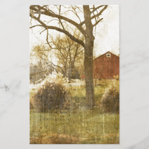 Papeterie Campagne primitive Arbre Ferme Cabine rouge dans l