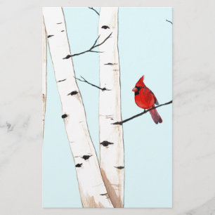 Papeterie Cardinal avec des arbres de bouleau