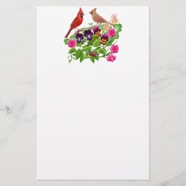 Papeterie Cardinal Birds in the Garden Stationery (Devant)
