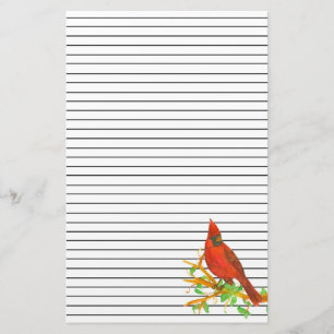 Papeterie Cardinal oiseau aquarelle trait noir