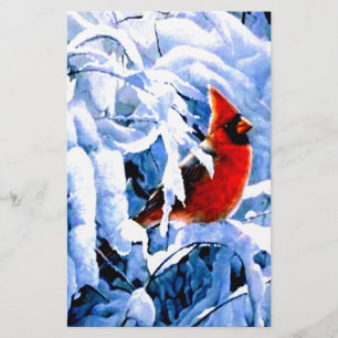 Papeterie Cardinal Rouge dans la neige d'hiver