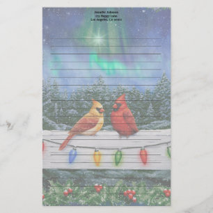Papeterie Cardinaux et lumières de Noël Neige d'hiver