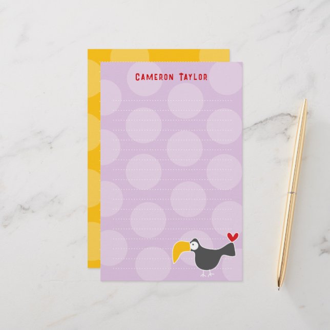 Papeterie Caricature Black Toucan Bird Kid Anniversaire Merc (Devant/Arrière en situation)