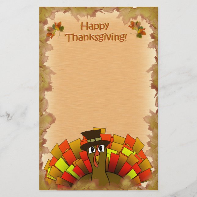 Papeterie Caricature de Thanksgiving Turquie pèlerin (Devant)
