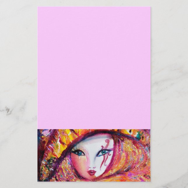 PAPETERIE CARNAVAL VÉNITIEN EN JAUNE D'OR (Devant)