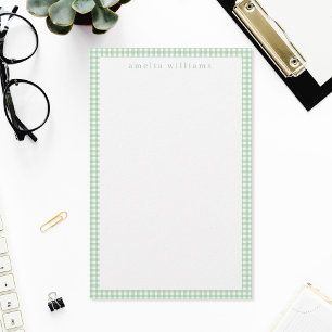 Papeterie Carreaux Gingham Vert