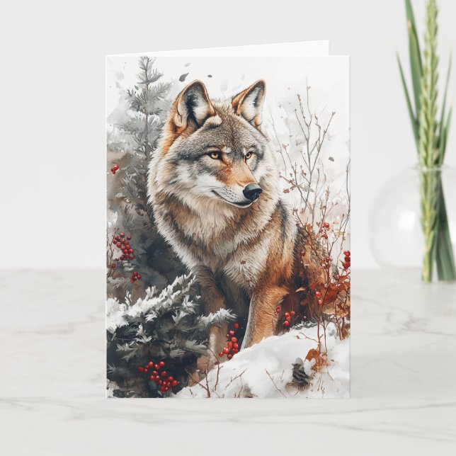 Papeterie Carte de Voeux Loup d'Hiver (Devant)