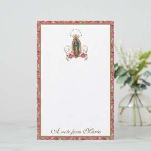 Papeterie Catholique Vierge Marie Guadalupe Rose
