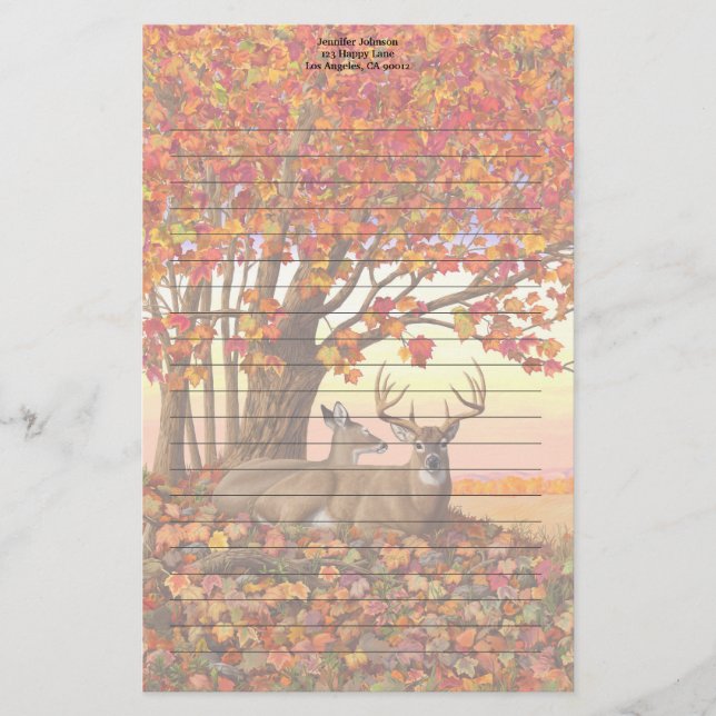 Papeterie Cerf blanc en automne Nouvelle-Angleterre Couleurs (Devant)