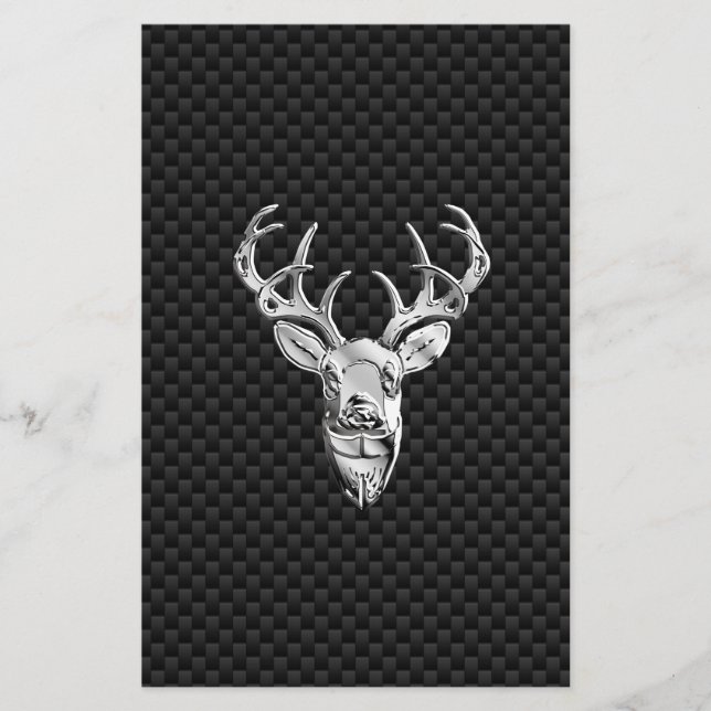 Papeterie Cerf Symbolique en argent sur impression en fibre  (Devant)