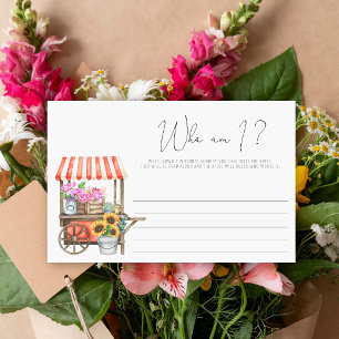 Papeterie Chariot de fleurs - Qui suis-je jeu de baby shower