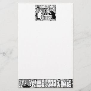 Papeterie Chat et chien dans la bibliothèque