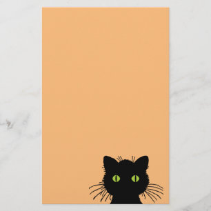 Papeterie Chat noir à l'oeil vert comique et curieux