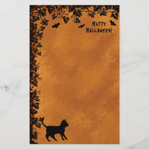 Papeterie Chat noir avec chauve-souris, Happy Halloween